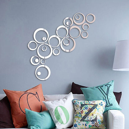 ملصق تزيين   sticker 3D effet miroire anneaux 07 pcs